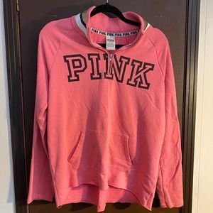 Pink bright pink pullover with half zip